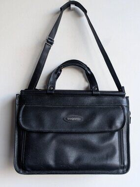 Vintage Bugatti Classic Black Leather Briefcase